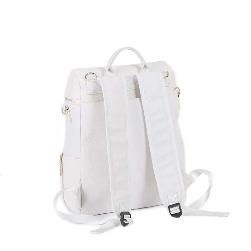 Luxury Vegan Leather Diaper Bag - Quilted Design with large capacity and accessories.