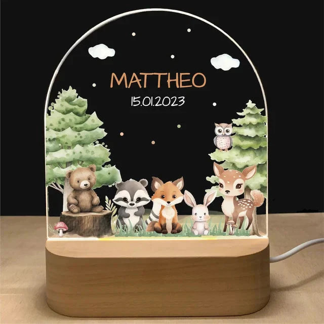 Personalised Acrylic LED Night Light - Forrest Friends