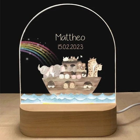 Personalised Acrylic LED Night Light - Noah's Ark of Animals