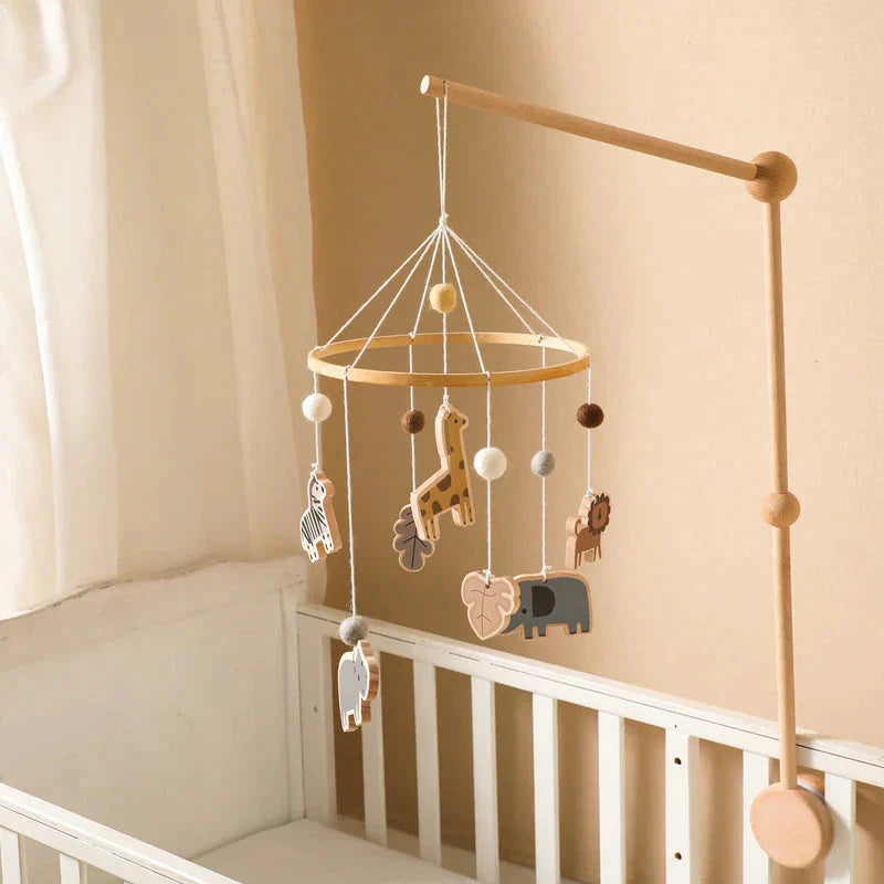 Safari Adventure Nursery Mobile with Wooden Animals