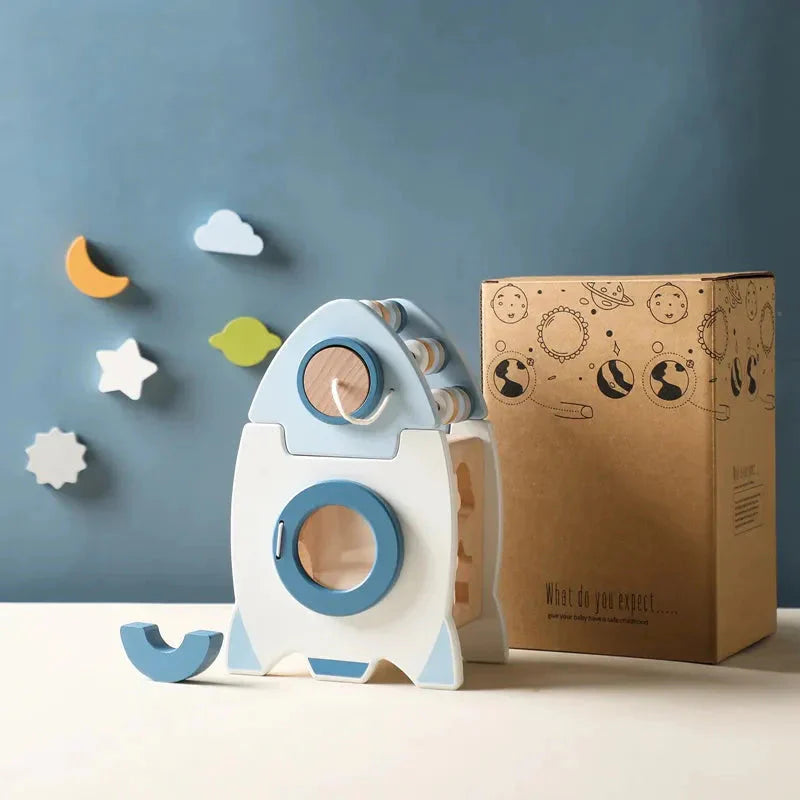 Wooden Rocket Busy Cube