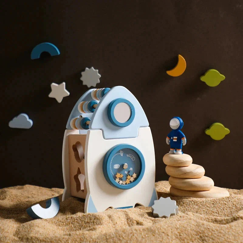 Wooden Rocket Busy Cube